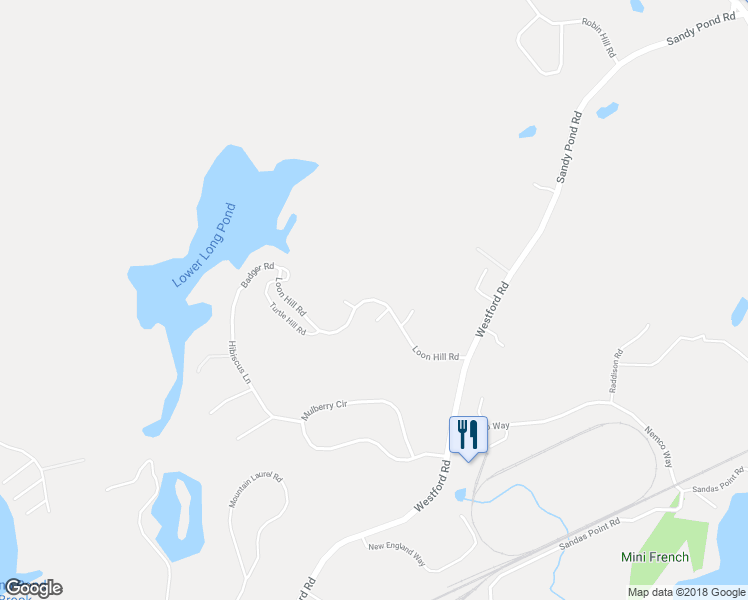 map of restaurants, bars, coffee shops, grocery stores, and more near Loon Hill Road in Ayer