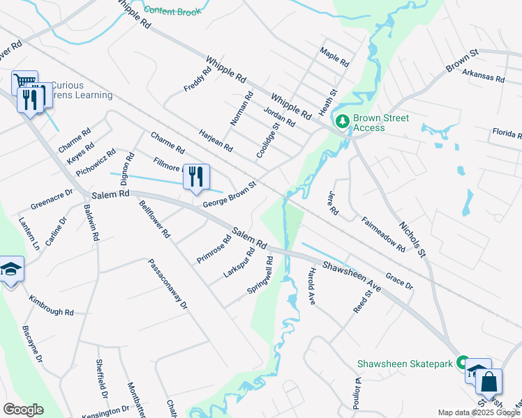 map of restaurants, bars, coffee shops, grocery stores, and more near 12 Garnet Road in Billerica