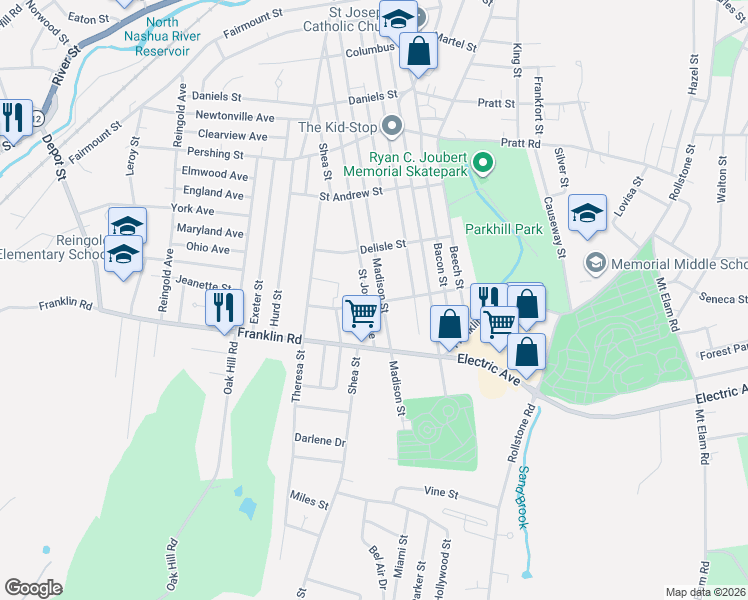map of restaurants, bars, coffee shops, grocery stores, and more near 345 Madison Street in Fitchburg