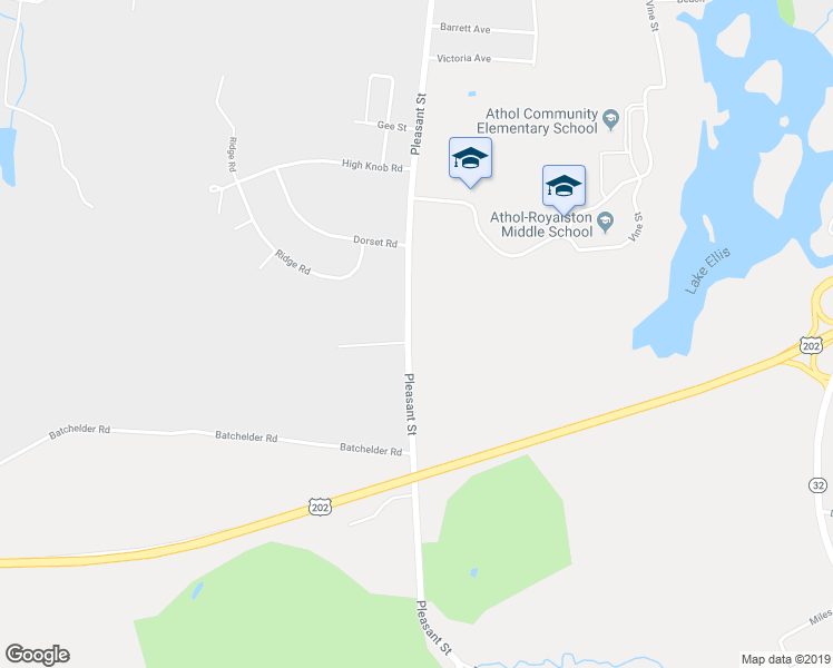 map of restaurants, bars, coffee shops, grocery stores, and more near 1350 Pleasant Street in Athol