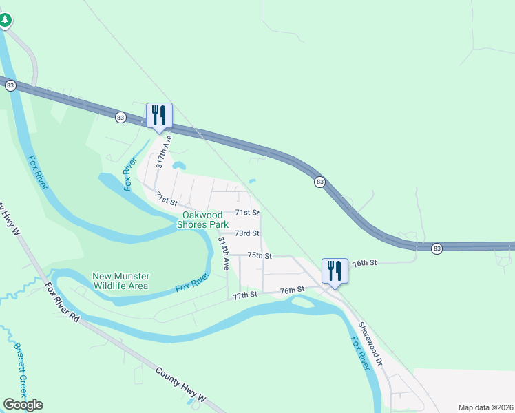 map of restaurants, bars, coffee shops, grocery stores, and more near 31204 71st Street in Salem