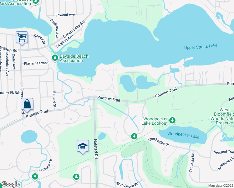 map of restaurants, bars, coffee shops, grocery stores, and more near 4529 Deckerland Street in Oakland County