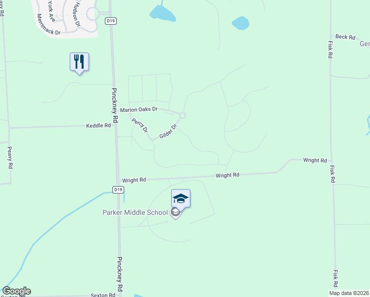 map of restaurants, bars, coffee shops, grocery stores, and more near 406-1998 Wright Road in Howell