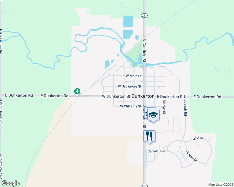 map of restaurants, bars, coffee shops, grocery stores, and more near 307 W Dunkerton St in Dunkerton