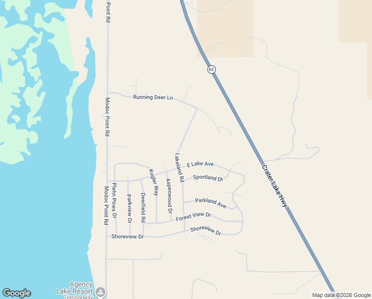 map of restaurants, bars, coffee shops, grocery stores, and more near 3069 East Lake Avenue in Chiloquin