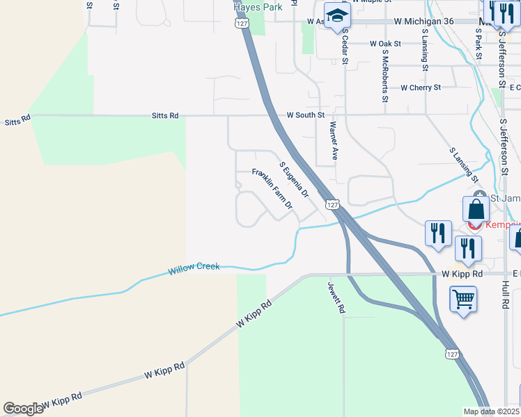 map of restaurants, bars, coffee shops, grocery stores, and more near 1114 Carom Circle in Mason