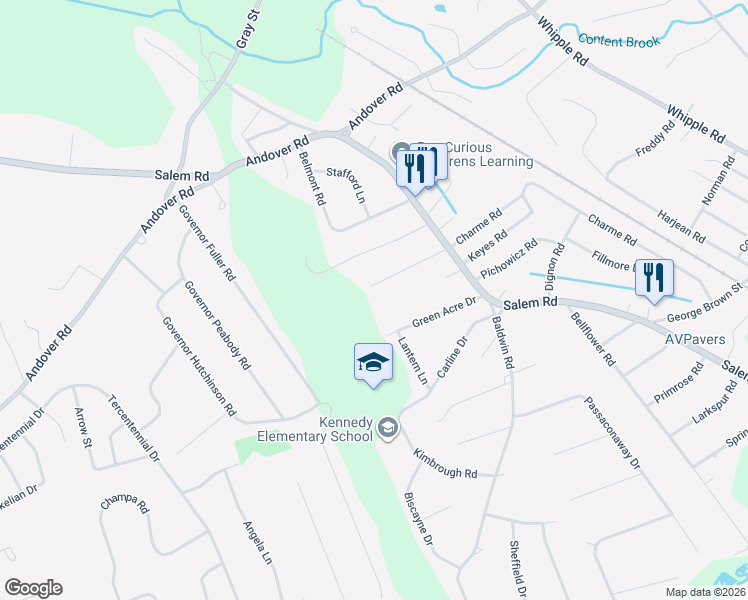 map of restaurants, bars, coffee shops, grocery stores, and more near 9 Eastgate Road in Billerica