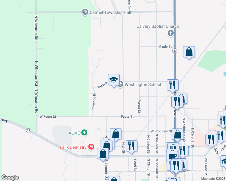map of restaurants, bars, coffee shops, grocery stores, and more near 525 High Street in Charlotte