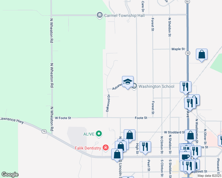 map of restaurants, bars, coffee shops, grocery stores, and more near 634 Oakwood Drive in Charlotte