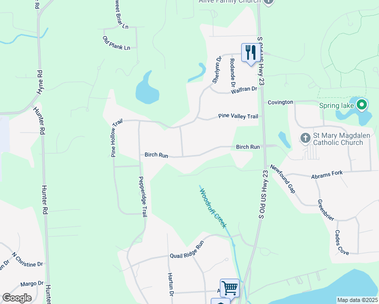map of restaurants, bars, coffee shops, grocery stores, and more near 9711 Birch Run in Brighton
