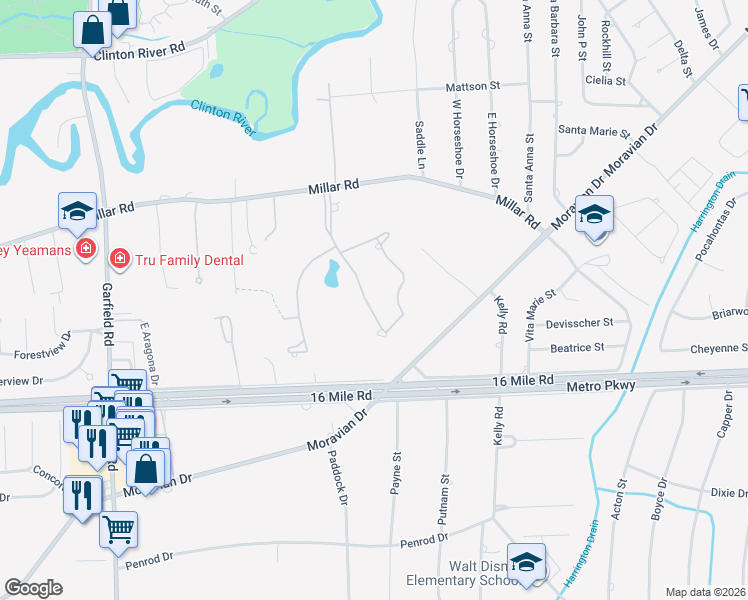 map of restaurants, bars, coffee shops, grocery stores, and more near 37362 Fiore Trail in Clinton Township