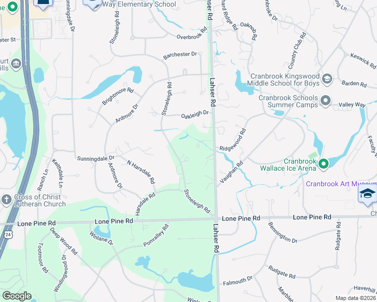 map of restaurants, bars, coffee shops, grocery stores, and more near 4797 Stoneleigh Road in Bloomfield Township