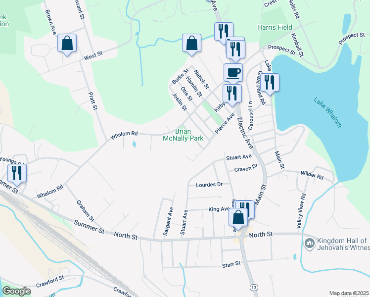 map of restaurants, bars, coffee shops, grocery stores, and more near 9 Rogers Way in Lunenburg