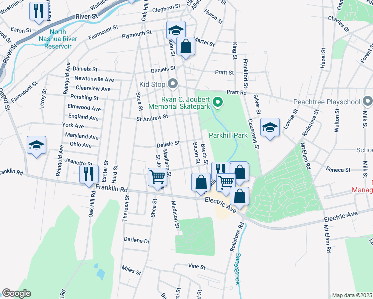 map of restaurants, bars, coffee shops, grocery stores, and more near 330 Clarendon Street in Fitchburg