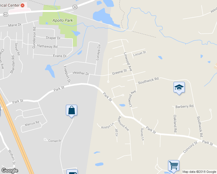 map of restaurants, bars, coffee shops, grocery stores, and more near 8 Stewart Road in North Reading