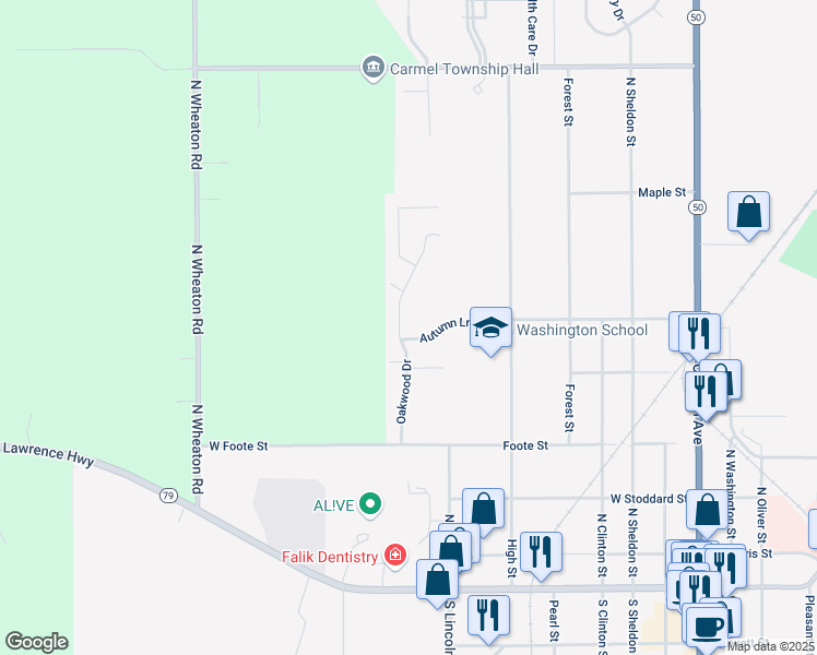 map of restaurants, bars, coffee shops, grocery stores, and more near 634 Oakwood Drive in Charlotte