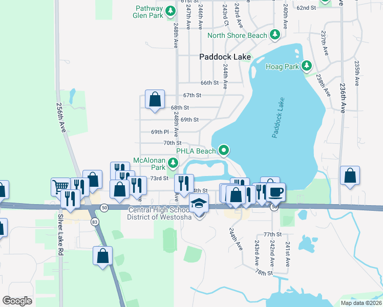 map of restaurants, bars, coffee shops, grocery stores, and more near 7100 247th Avenue in Salem