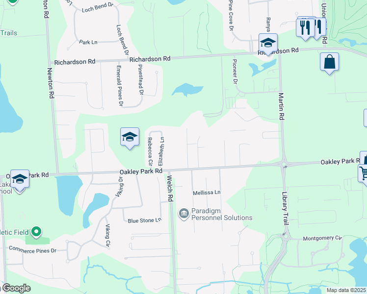 map of restaurants, bars, coffee shops, grocery stores, and more near 4301 Arbour Drive in Commerce Charter Township