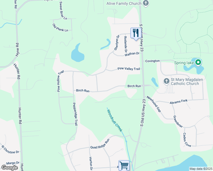 map of restaurants, bars, coffee shops, grocery stores, and more near 9711 Birch Run in Brighton