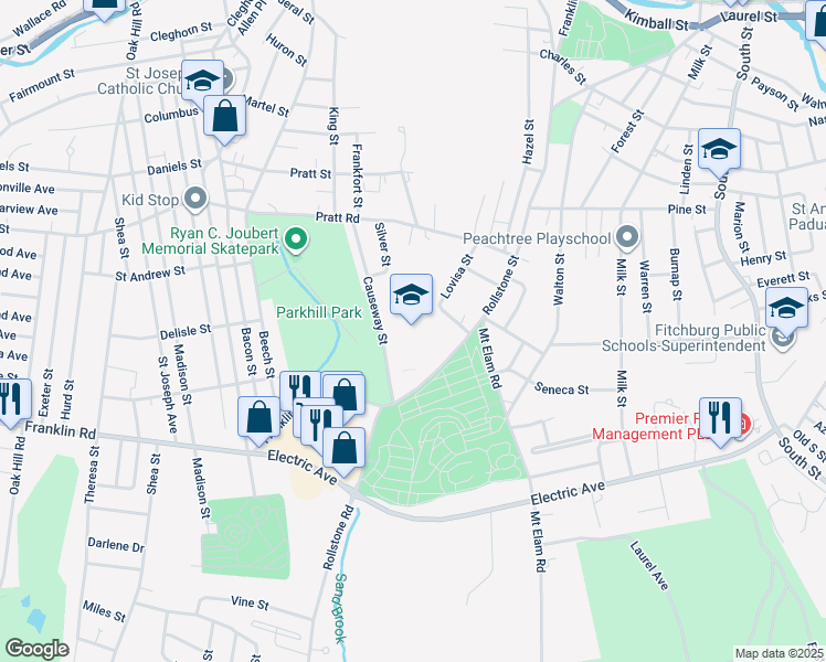 map of restaurants, bars, coffee shops, grocery stores, and more near 615 Rollstone Street in Fitchburg