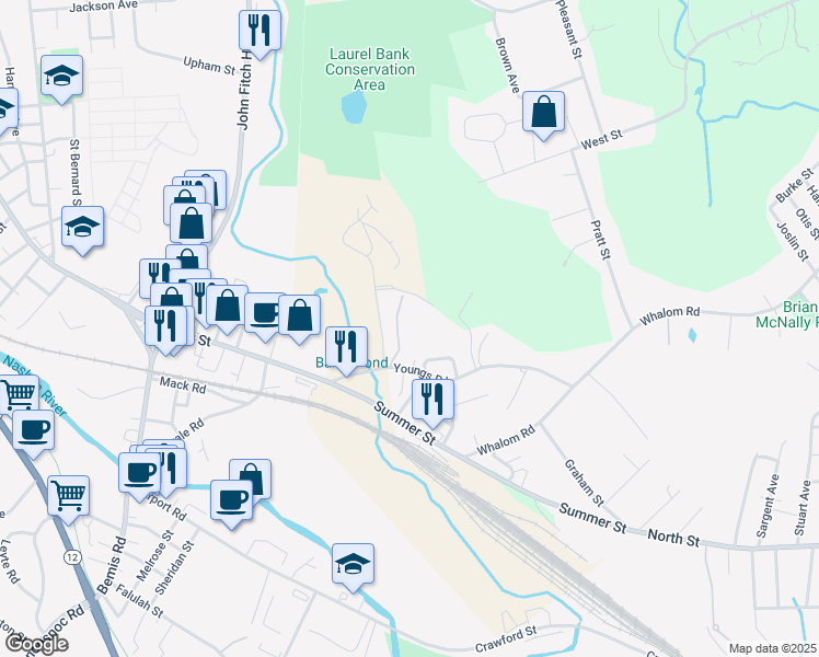 map of restaurants, bars, coffee shops, grocery stores, and more near 17 East Street in Lunenburg