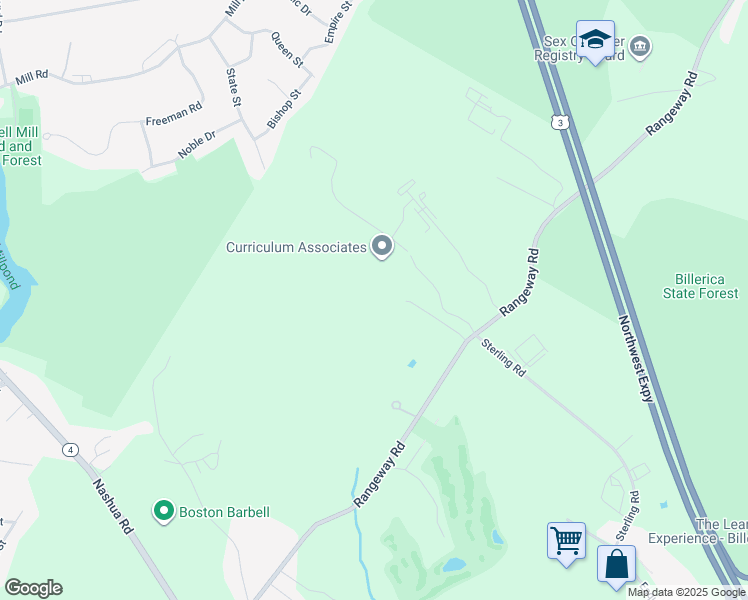 map of restaurants, bars, coffee shops, grocery stores, and more near 400 Charter Way in Billerica