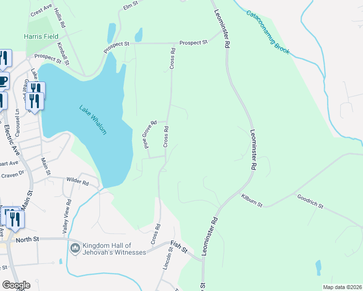 map of restaurants, bars, coffee shops, grocery stores, and more near 189 Cross Road in Lunenburg