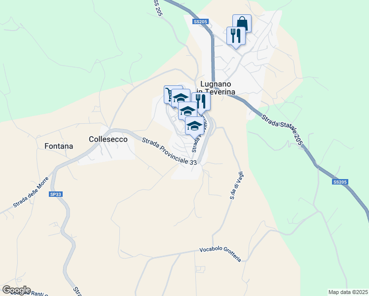 map of restaurants, bars, coffee shops, grocery stores, and more near 20 Via San Francesco in Lugnano In Teverina
