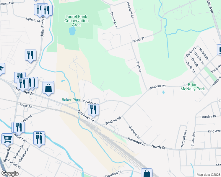 map of restaurants, bars, coffee shops, grocery stores, and more near 52 Whalom Road in Lunenburg