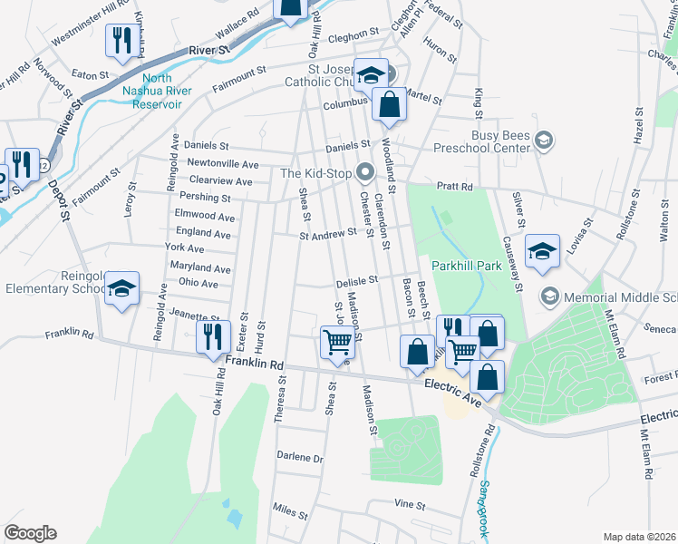 map of restaurants, bars, coffee shops, grocery stores, and more near 132 Delisle Street in Fitchburg
