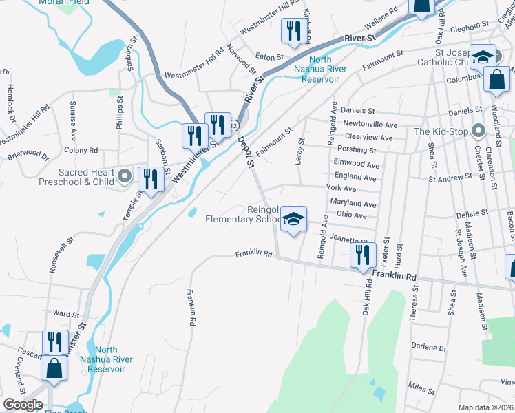 map of restaurants, bars, coffee shops, grocery stores, and more near 40 Appleton Circle in Fitchburg