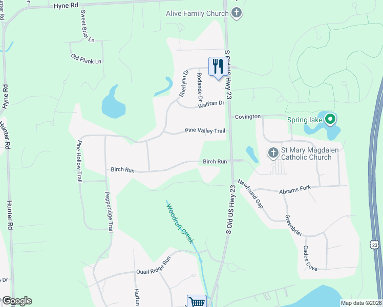 map of restaurants, bars, coffee shops, grocery stores, and more near 9846 Birch Run in Brighton