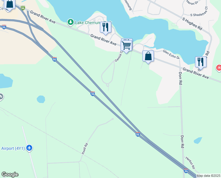 map of restaurants, bars, coffee shops, grocery stores, and more near 1921 Egret Pointe in Howell