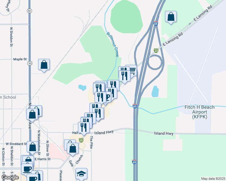 map of restaurants, bars, coffee shops, grocery stores, and more near 539 Lansing Street in Charlotte