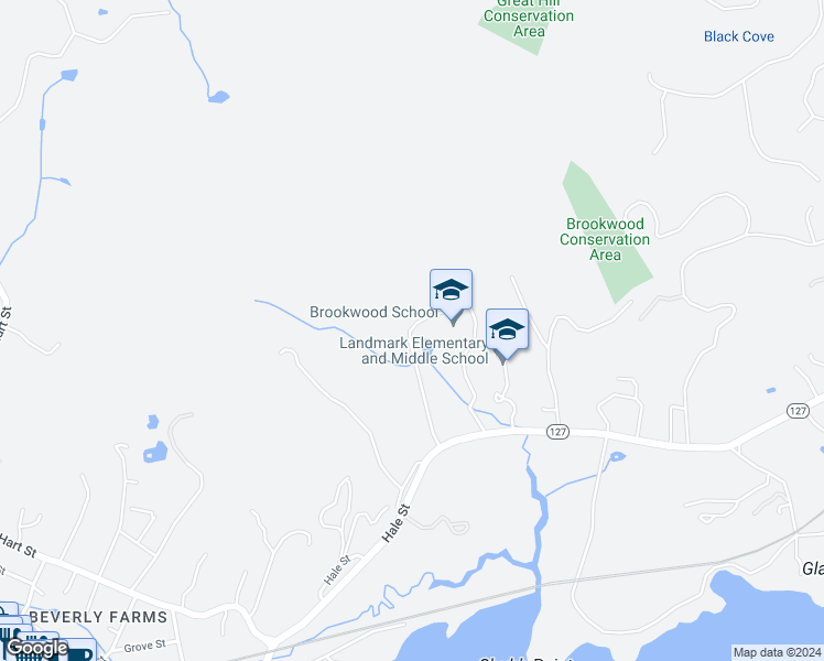 map of restaurants, bars, coffee shops, grocery stores, and more near 4 Brookwood Road in Manchester-by-the-Sea