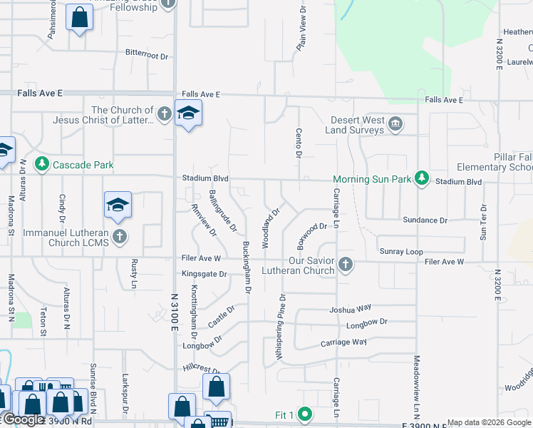 map of restaurants, bars, coffee shops, grocery stores, and more near 660 White Pine Drive in Twin Falls