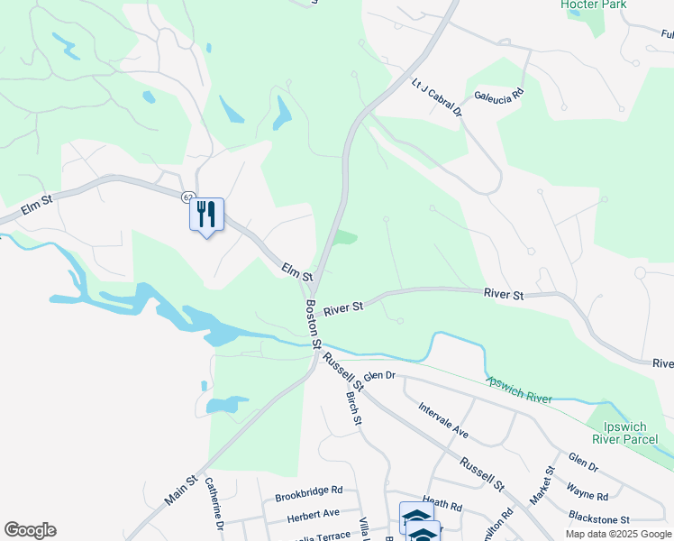 map of restaurants, bars, coffee shops, grocery stores, and more near 190 Boston Street in Middleton