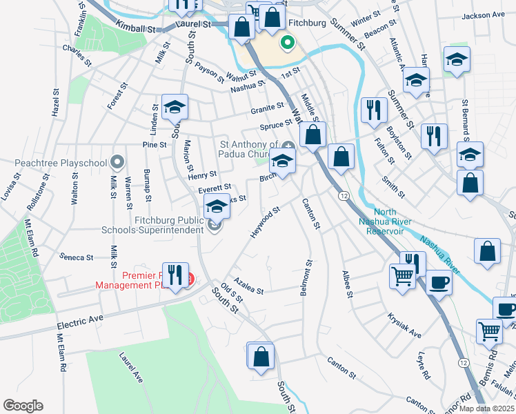 map of restaurants, bars, coffee shops, grocery stores, and more near 52 Hobson Street in Fitchburg