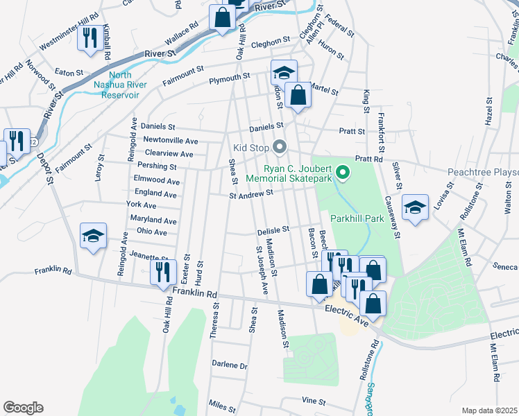 map of restaurants, bars, coffee shops, grocery stores, and more near 192 Saint Joseph Avenue in Fitchburg