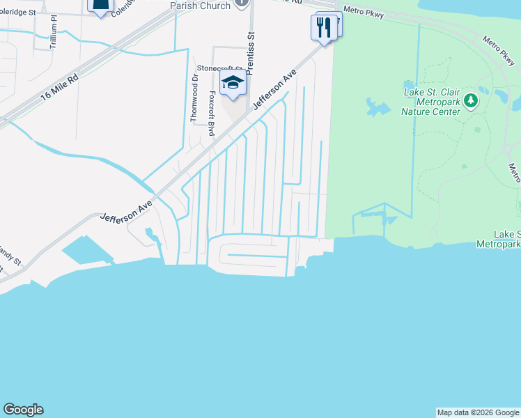 map of restaurants, bars, coffee shops, grocery stores, and more near 37894 Villa Mar Street in Harrison Township