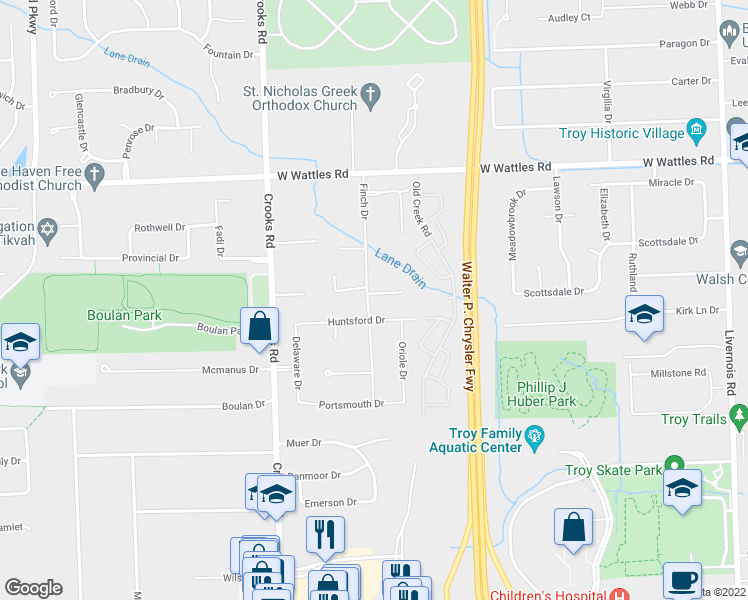 map of restaurants, bars, coffee shops, grocery stores, and more near 771 Palermo Drive in Troy