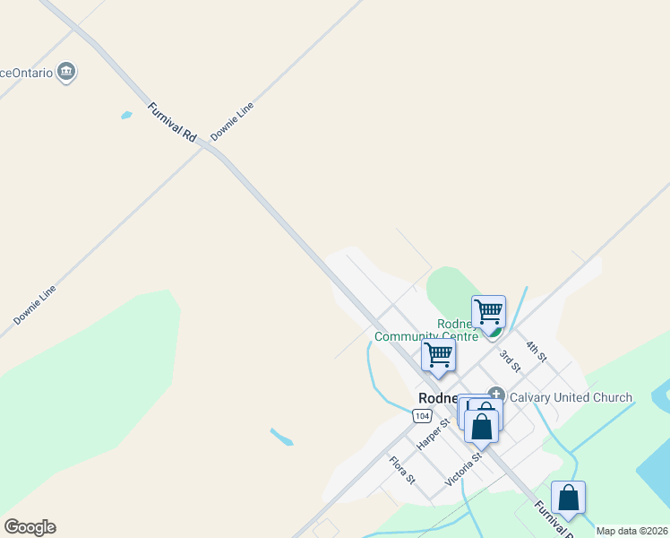 map of restaurants, bars, coffee shops, grocery stores, and more near 305 Furnival Road in Rodney