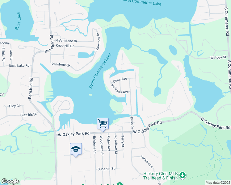 map of restaurants, bars, coffee shops, grocery stores, and more near 1033 Vollmers Avenue in Commerce Charter Township