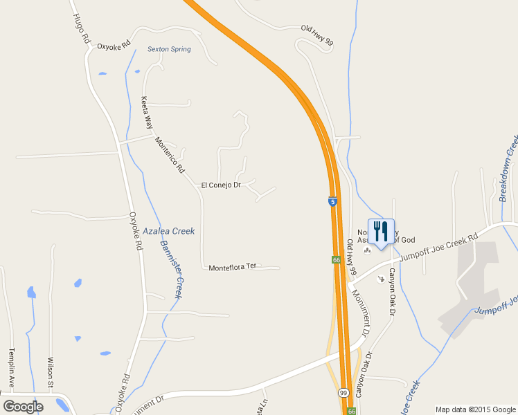 map of restaurants, bars, coffee shops, grocery stores, and more near 357 El Conejo Drive in Grants Pass