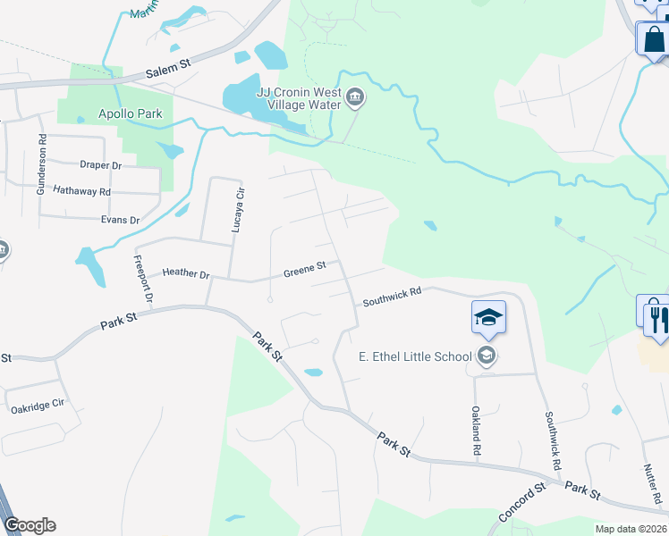 map of restaurants, bars, coffee shops, grocery stores, and more near 22 Linwood Avenue in North Reading