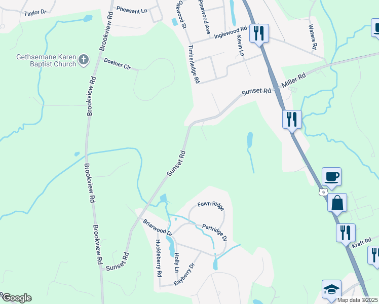 map of restaurants, bars, coffee shops, grocery stores, and more near 1438 Sunset Road in Castleton-on-Hudson
