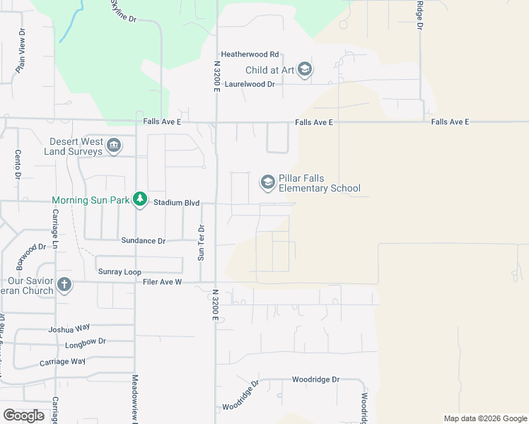 map of restaurants, bars, coffee shops, grocery stores, and more near 3105 Stadium Boulevard in Twin Falls