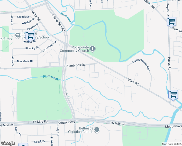 map of restaurants, bars, coffee shops, grocery stores, and more near 37977 Haylander Drive in Sterling Heights