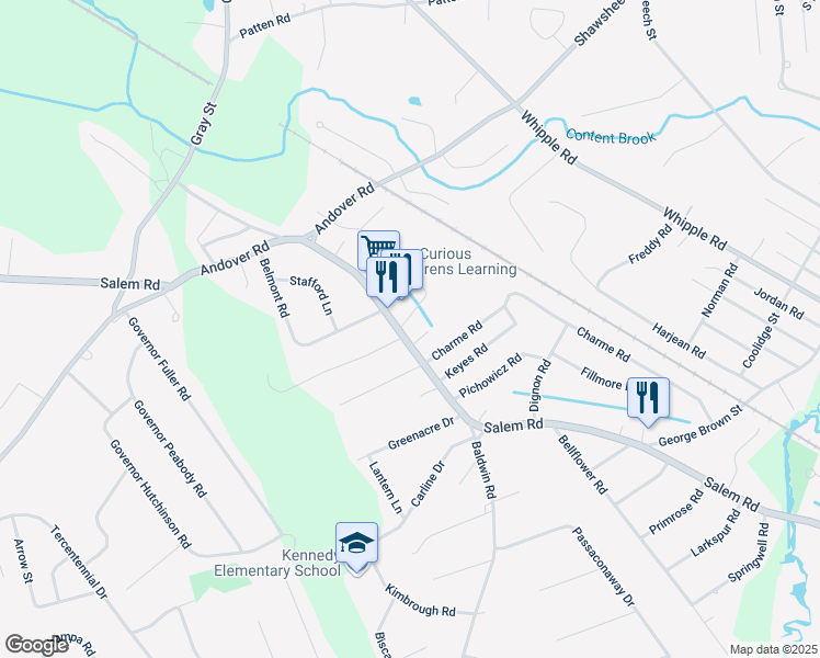 map of restaurants, bars, coffee shops, grocery stores, and more near 2 Georgianna Road in Billerica