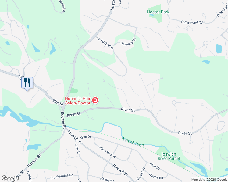 map of restaurants, bars, coffee shops, grocery stores, and more near 131 River Street in Middleton